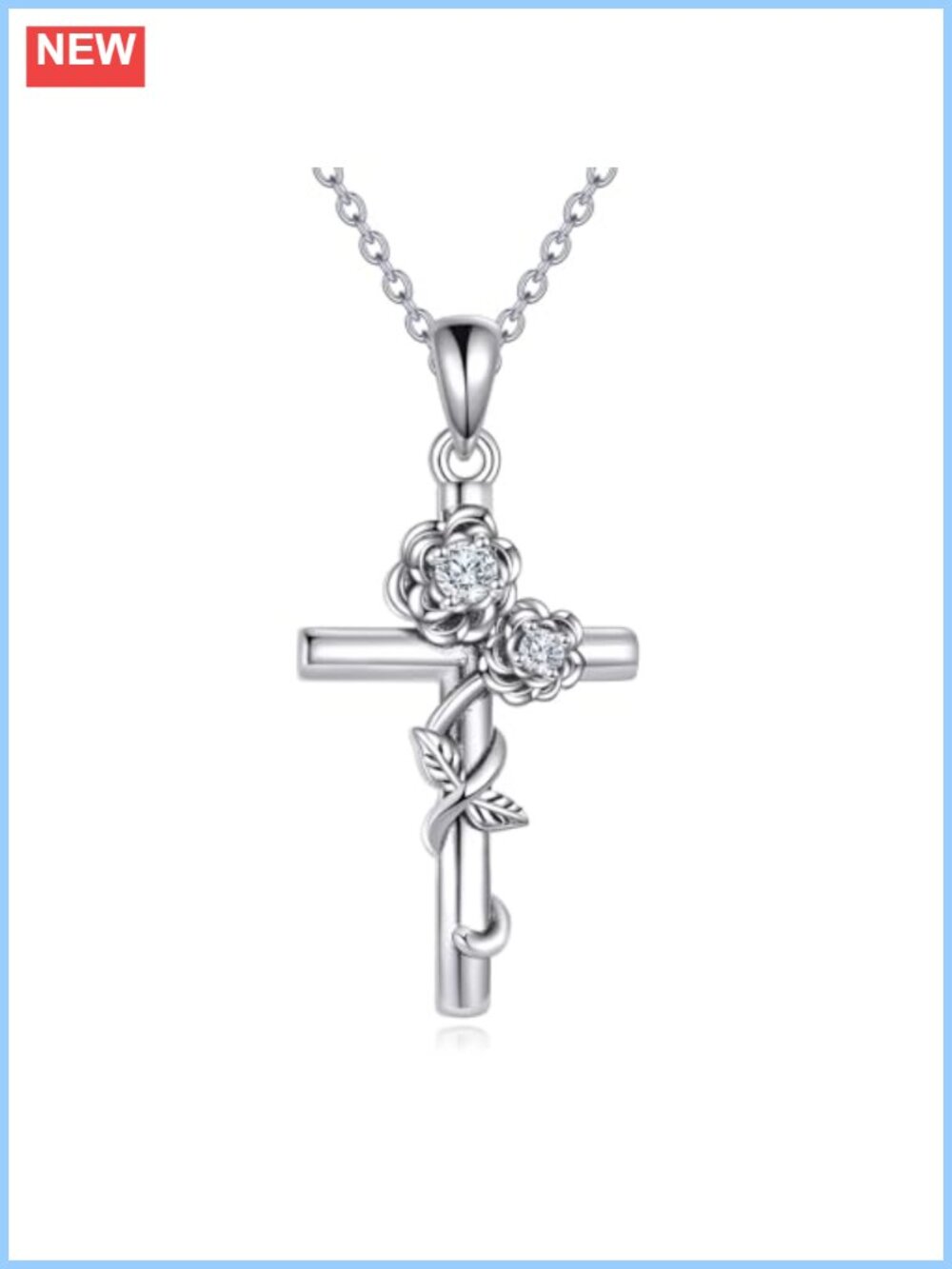 Moissanite Cross Necklace 925 Sterling Silver Pendant Women
